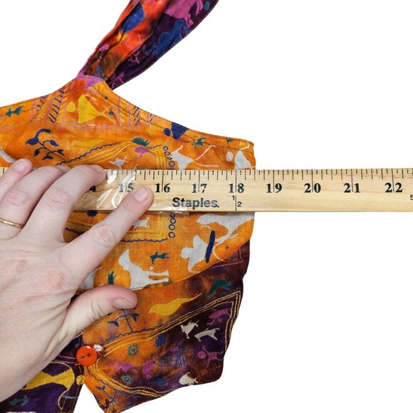 Ethnic‎ Sleeveless Crop Top Button Front Vibrant Burning Man Festival Boho - Picture 4 of 7